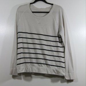 Merona Womens Sweater Long Sleeve Ivory Blue Strip